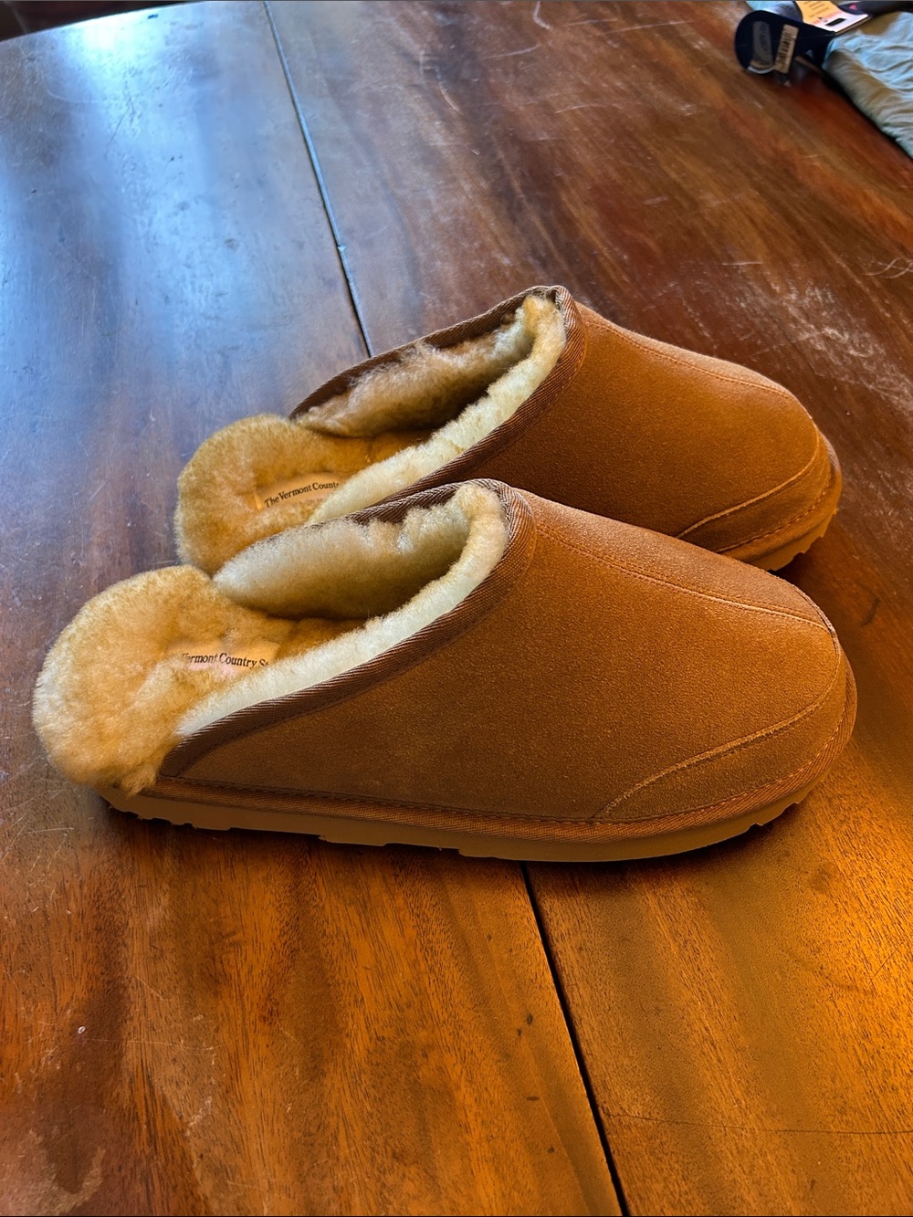 Men's Chestnut Suede Shearling-Lined Slip-On Loafers